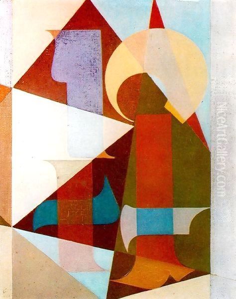 Composition with Letter I 1945 Oil Painting by Farkas Molnar