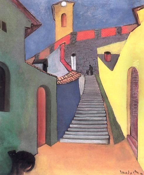 Stairs at Szentendre 1932 Oil Painting by Maerten Jacobsz Van Heemskerch