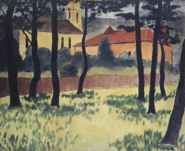 Garden of a Church 1908 Oil Painting by Miksa Roth