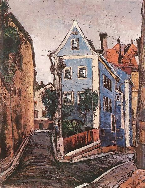 Street at Passau Oil Painting by Miksa Roth