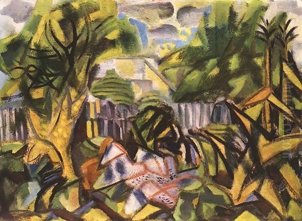 Farmstead at Bekasmegyer 1954 Oil Painting by Janos Pirk