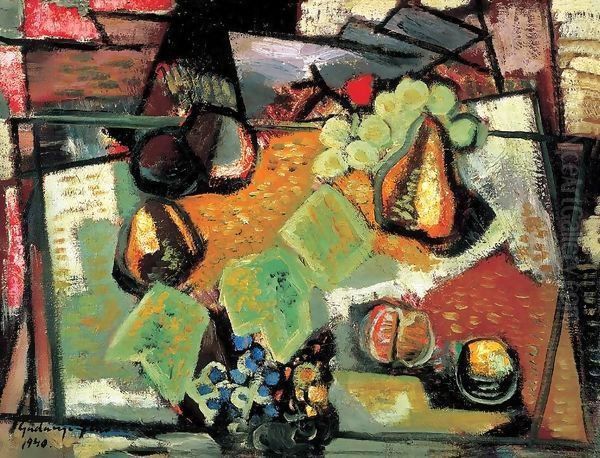 Fruit Still life 1940 Oil Painting by Janos Pirk