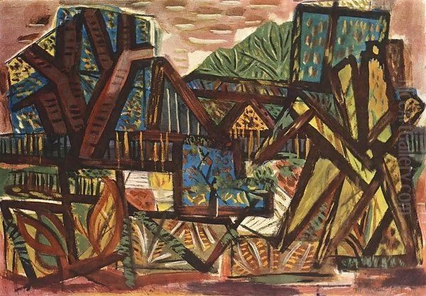 Landscape at Bekasmegyer 1947 Oil Painting by Janos Pirk