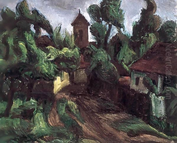 Detail of Szentendre 1935 Oil Painting by Tibor Duray