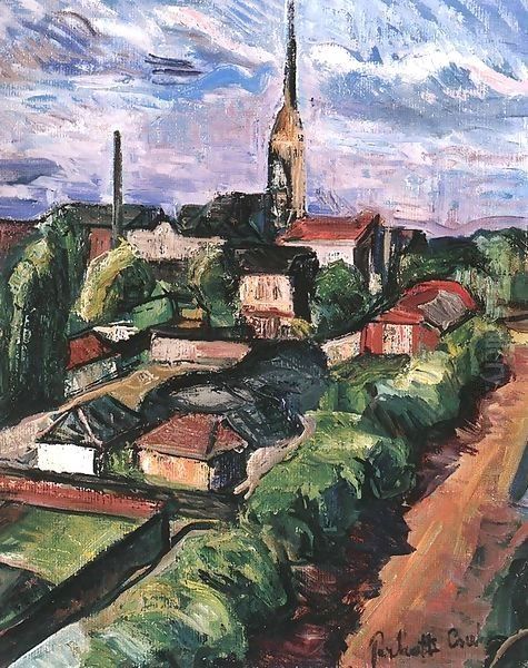 Village from Bird's eye View Oil Painting by Tibor Duray