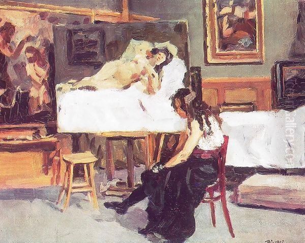 In the Studio 1905 Oil Painting by Bela Onodi