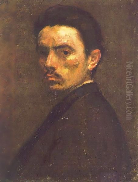 Self portrait 1902 Oil Painting by Bela Onodi