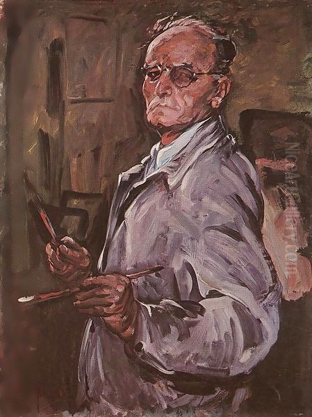 Selt portrait 1953 Oil Painting by Bela Onodi