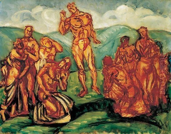 Sermon on the Mountain 1911 2 Oil Painting by Bela Onodi