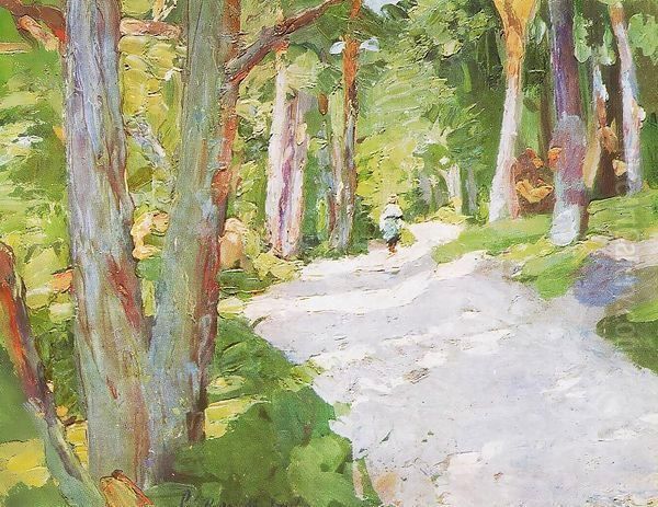 Walking Through the Forest 1905 Oil Painting by Bela Onodi