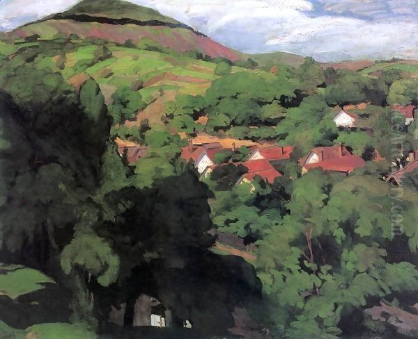 Landscape at Nagybanya 1900 Oil Painting by Istvan Boldizsar