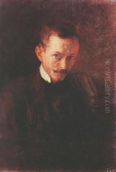 Self portrait 1898 Oil Painting by Istvan Boldizsar