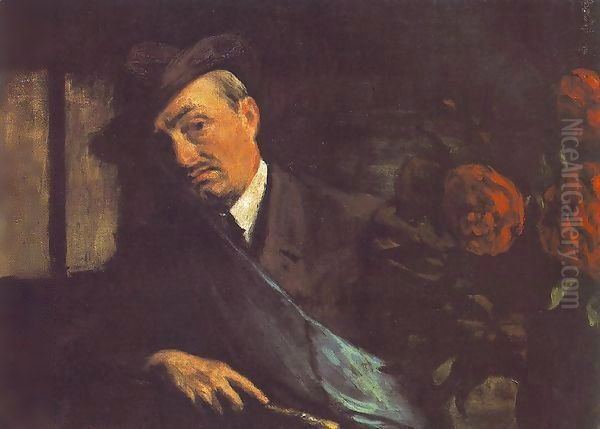 Self portrait 1920 Oil Painting by Istvan Boldizsar