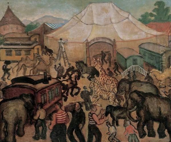 Circus c 1930 Oil Painting by Geza Bornemisza