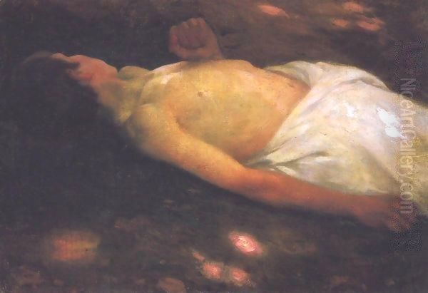 After Bathing 1895 Oil Painting by Jeno Remsey