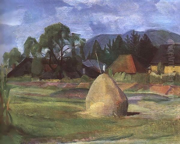 Landscape at Nagybanya c 1930 Oil Painting by Hugo Scheiber