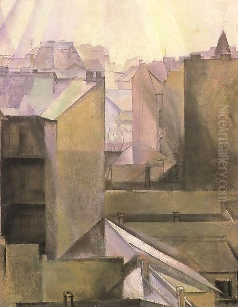 Walls in Buda 1920 Oil Painting by Hugo Scheiber