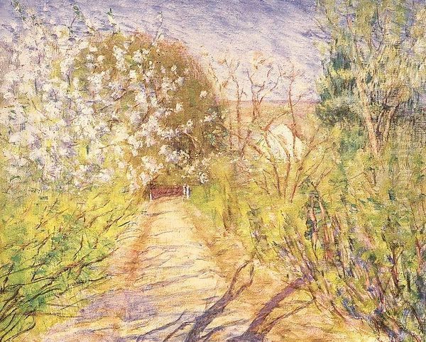 Garden Path with Blossoming Bushes 1935 Oil Painting by Kann Gyula Kosztolanyi