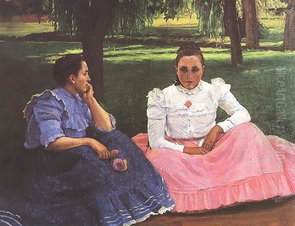 Sunday Conversation of Girls at Somogytur 1909 Oil Painting by Kann Gyula Kosztolanyi