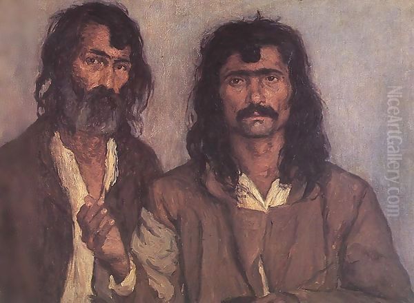 Two Gipsies 1910 Oil Painting by Kann Gyula Kosztolanyi