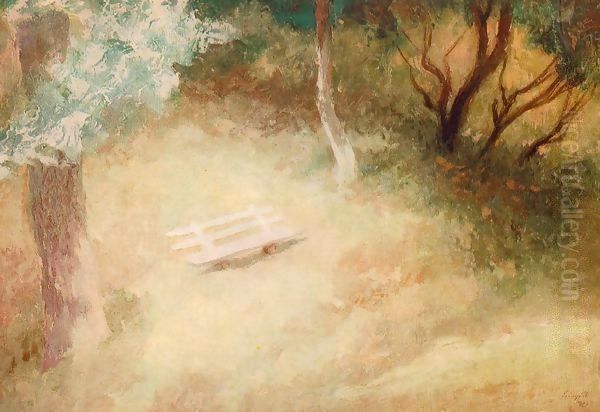 A Bench in the Garden 1943 Oil Painting by Istvan Desi-Huber