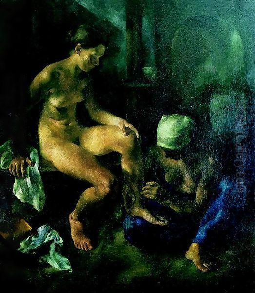 After Bathing (After Bath) 1921 Oil Painting by Istvan Desi-Huber