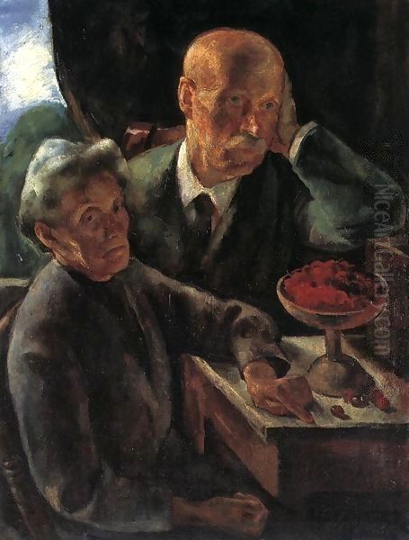 Elderly Couple (The Artist's parents) 1920 Oil Painting by Istvan Desi-Huber