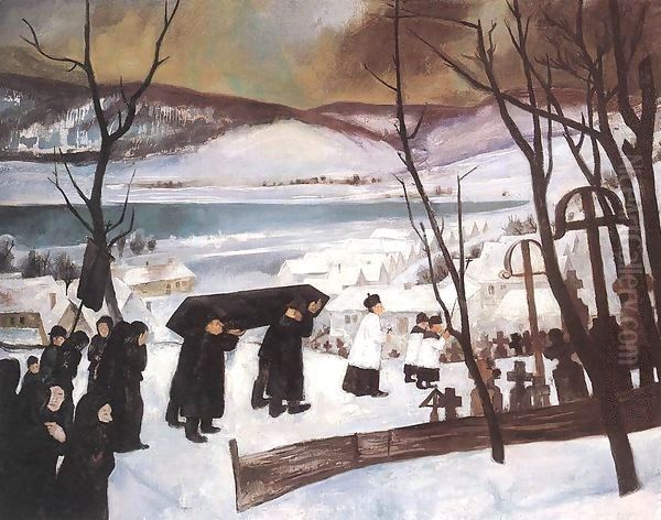 Funeral at Zebegeny 1928 Oil Painting by Istvan Desi-Huber