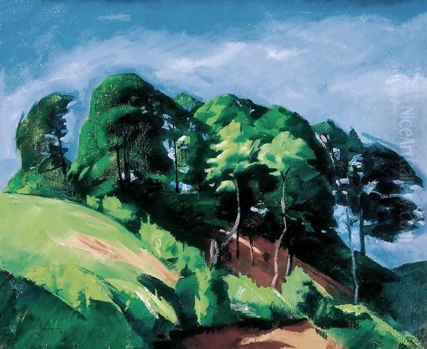 Line of Trees 1917 Oil Painting by Istvan Desi-Huber