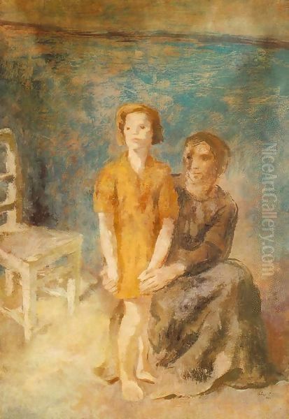 Mother and Daughter 1944 Oil Painting by Istvan Desi-Huber