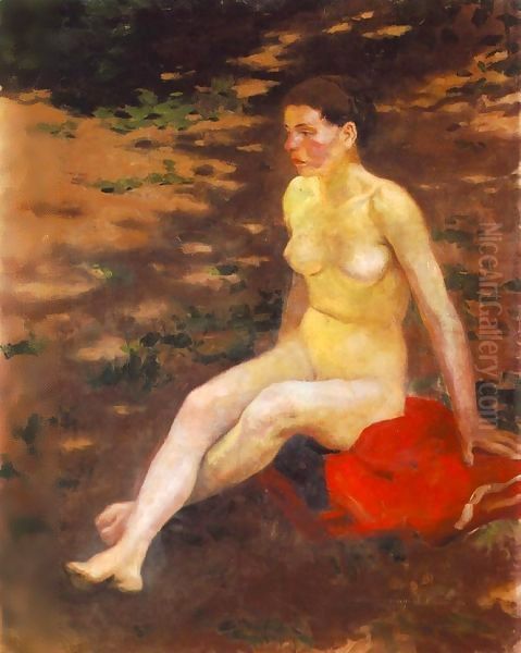 Nude in the Garden 1914 Oil Painting by Istvan Desi-Huber