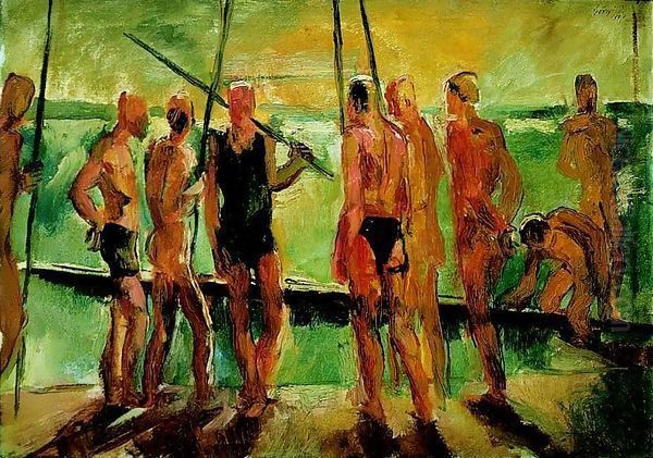 Rowers (Sketch) 1927 Oil Painting by Istvan Desi-Huber