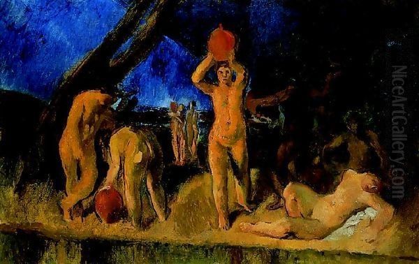 Study for Danaidae (Nudes Fetching Water) 1922 Oil Painting by Istvan Desi-Huber