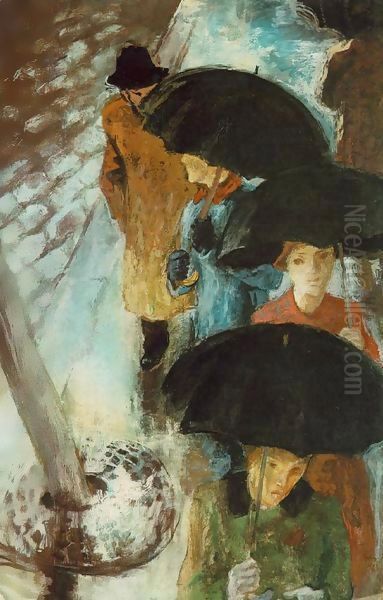 Umbrellas 1939 Oil Painting by Istvan Desi-Huber