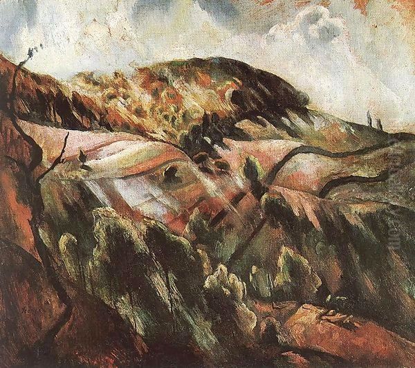 Zebegeny Hills (Sunny Landscape) 1923 Oil Painting by Istvan Desi-Huber