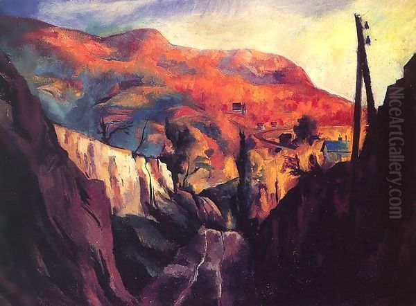 Zebegeny Valley 1927 Oil Painting by Istvan Desi-Huber