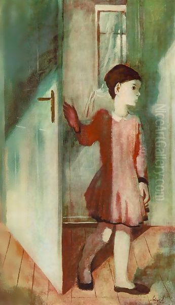 Zsuzsa at the Door 1931 Oil Painting by Istvan Desi-Huber