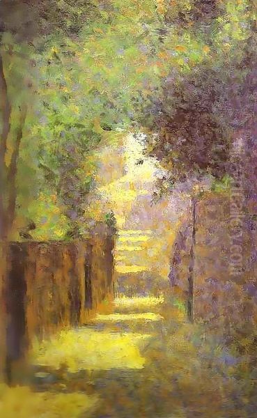 Saint Vincent Street Montmartre Spring 1884 Oil Painting by Georges Seurat