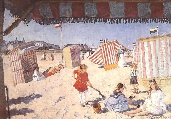 At the Beach 1915 Oil Painting by Robert King