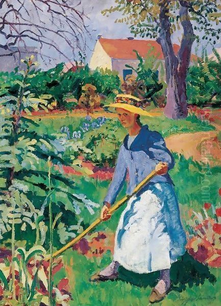 Woman in the Garden 1912 Oil Painting by Robert King