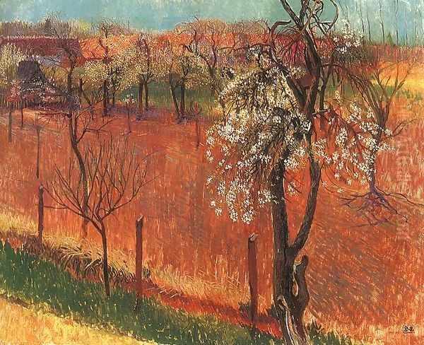 Blossoming Trees (Springtime at Godollo) Oil Painting by Robert Bereny