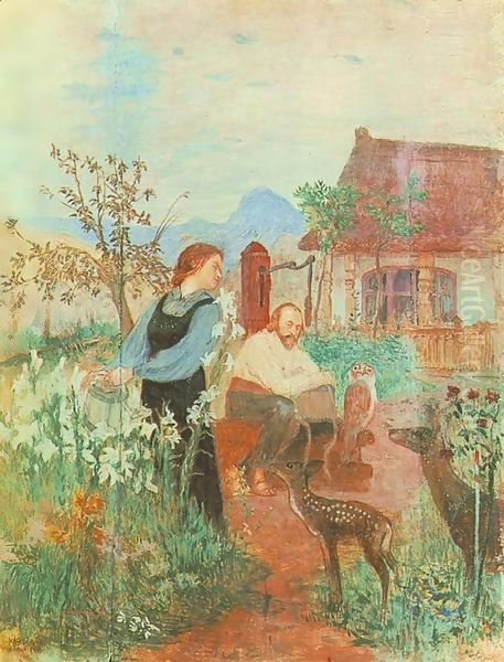 Our Garden 1902 Oil Painting by Robert Bereny