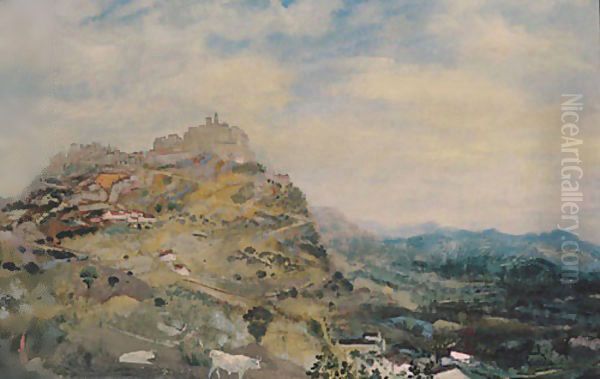 Italian Hill Town ca 1925 Oil Painting by Arthur Bowen Davies