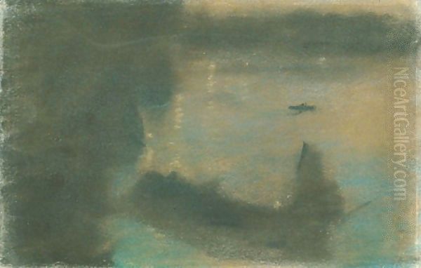 Mysterious Barges II Oil Painting by Arthur Bowen Davies