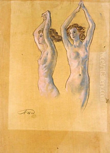 Nude Studies Oil Painting by Arthur Bowen Davies