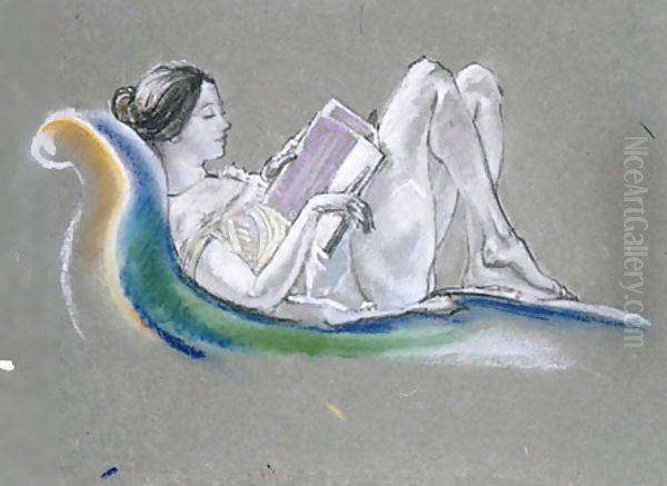 Reclining Woman 1913 Oil Painting by Arthur Bowen Davies