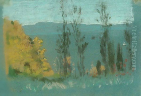 View through Poplars Oil Painting by Arthur Bowen Davies