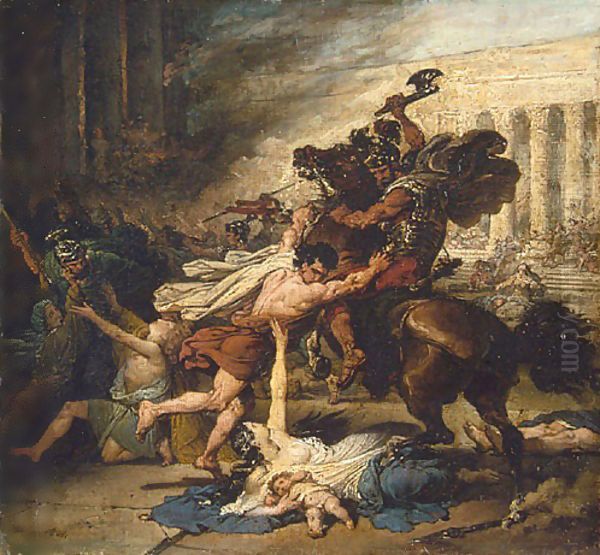 The Sack of Jerusalem by the Romans 1824 Oil Painting by Francois - Joseph Heim