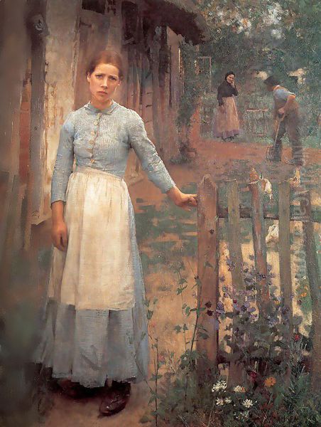 The Girl at the Gate 1889 Oil Painting by Sandor Nagy