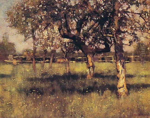 An Orchard in May 1883 Oil Painting by Sandor Nagy